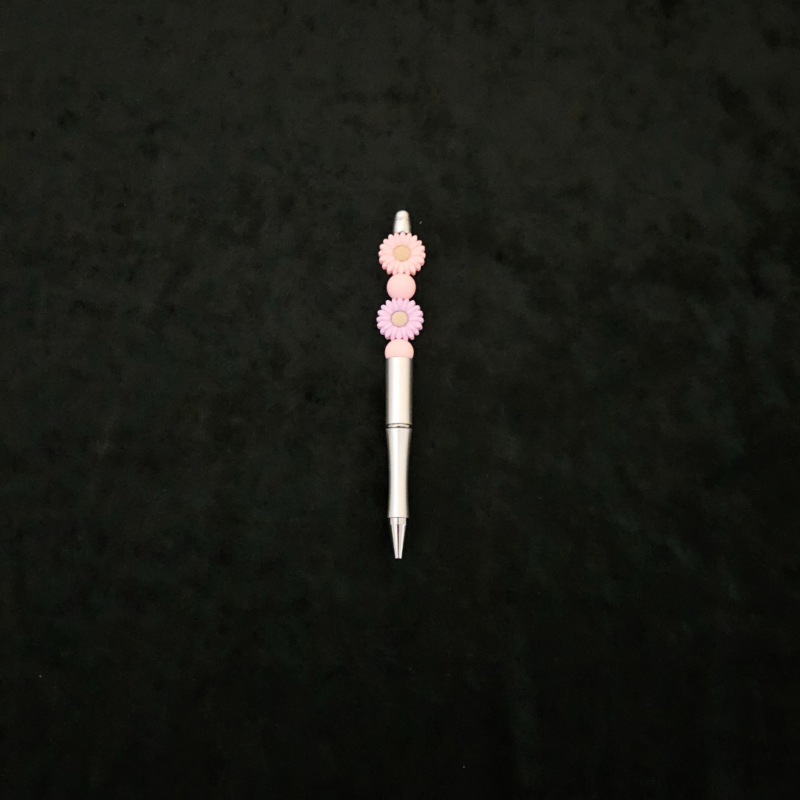Pink and Purple Daisy Pen - Silver - Image 3