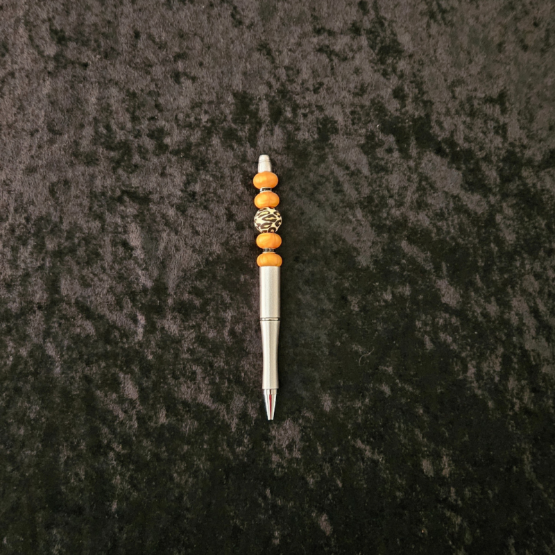 Animal Print Pen - Orange and Silver - Image 2