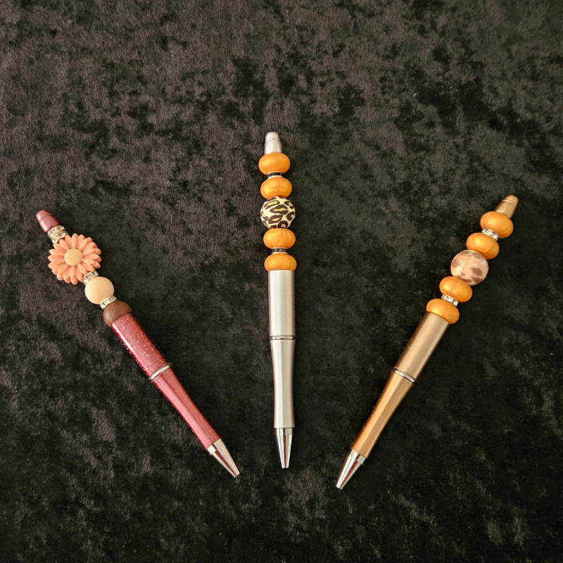 Animal Print Pen - Orange and Silver - Image 4