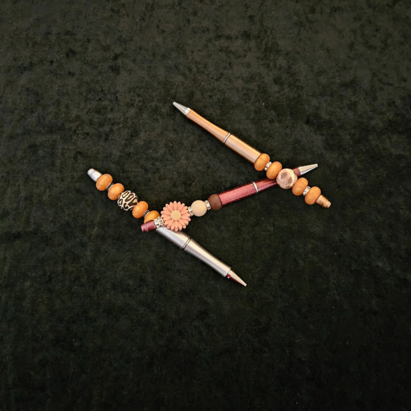 Animal Print Pen - Orange and Silver - Image 5